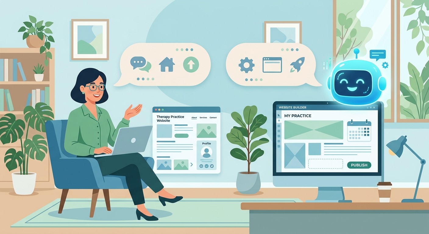 Therapist describing their private practice website to an AI website builder