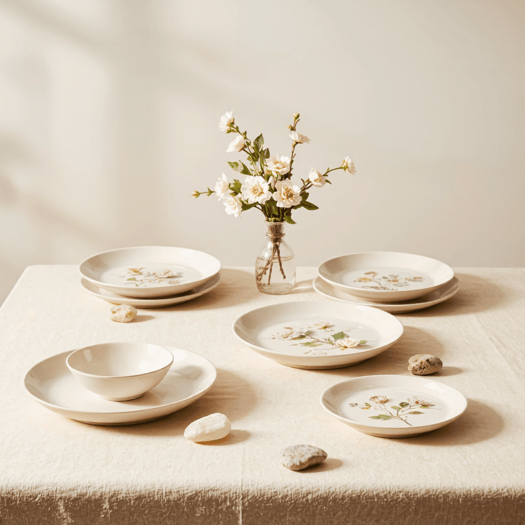 product photography of decorative resin pieces with floral designs