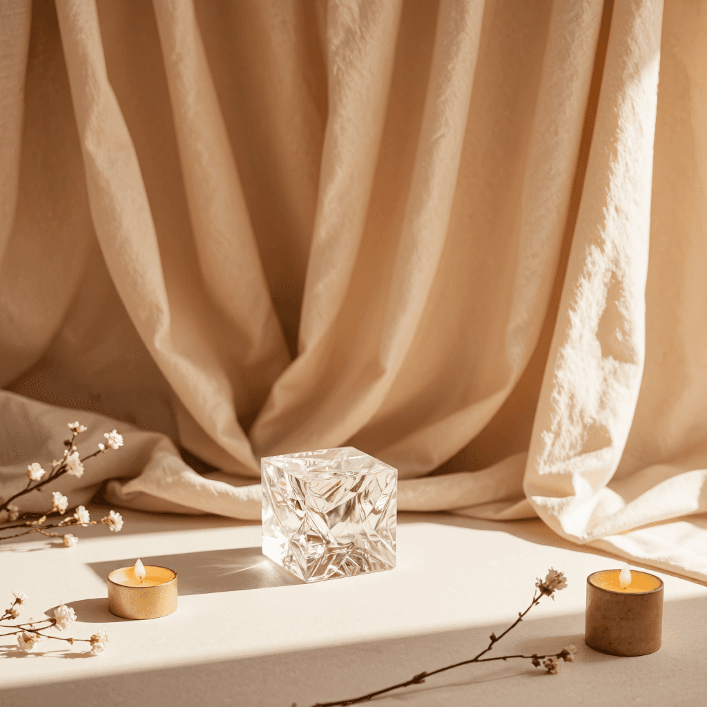 product photography of crystal cube