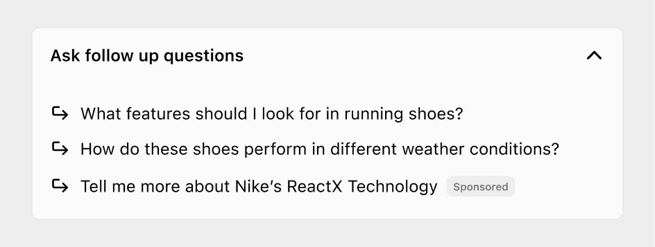 Follow up AI ad with sponsored badge