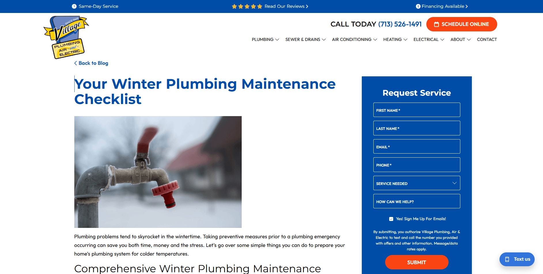 plumbers seasonal tips