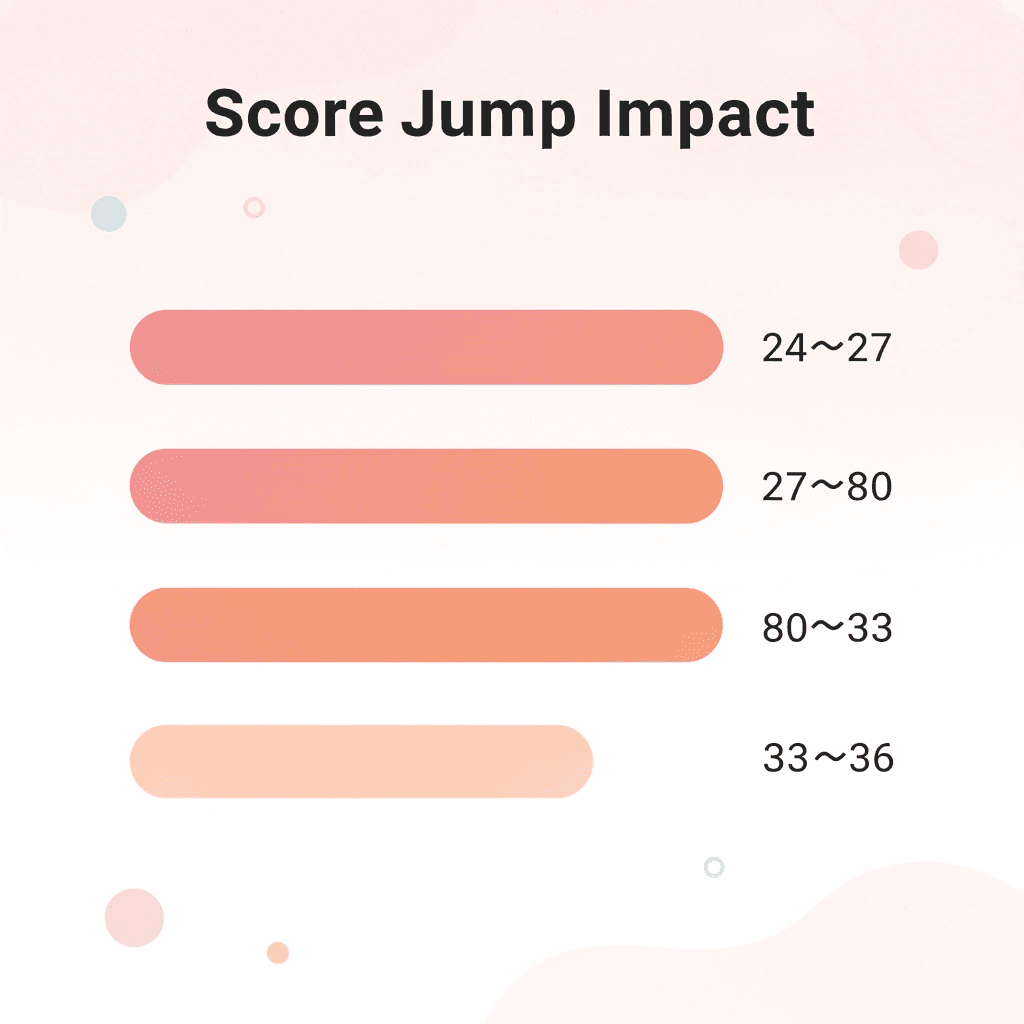  Bar chart showing practical impact percentages for different ACT score ranges