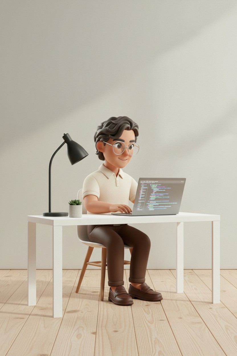 Portrait of portfolio creator – back view