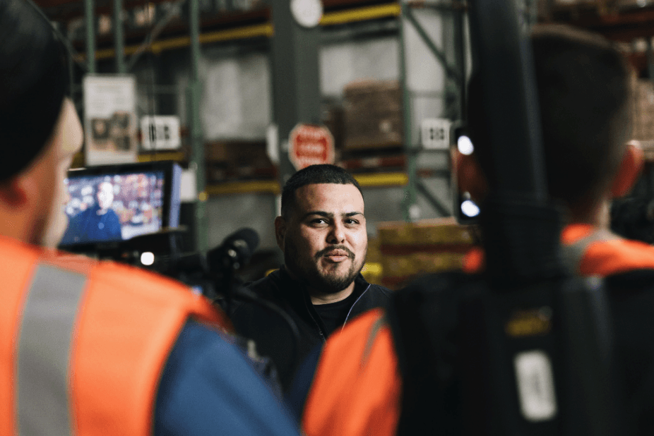 On set with a real customer