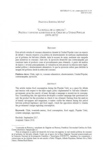 "La batalla de la merluza”: Política y consumo alimenticio en el Chile de la Unidad Popular (1970-1973)