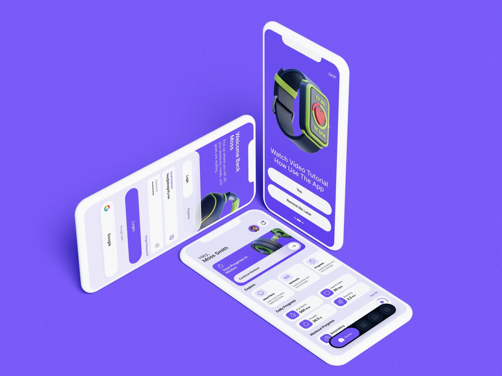 Workout tracking app with fitness dashboard and routine overview.