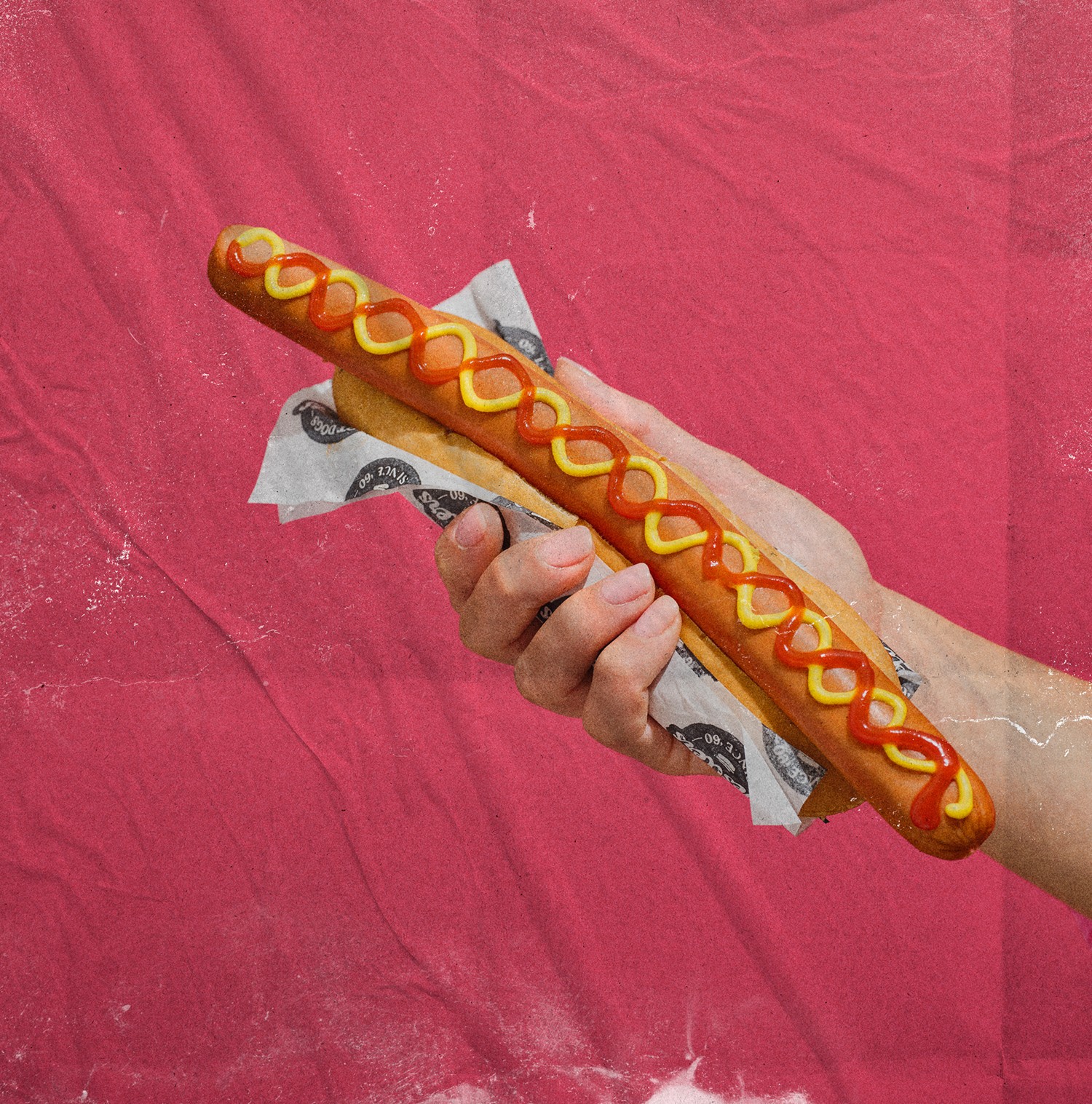 hand holding hotdog