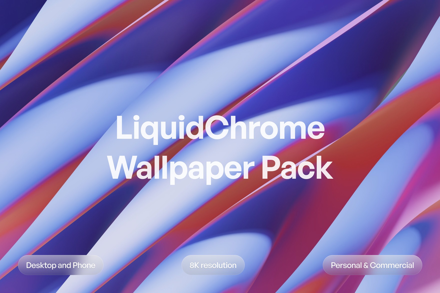 Overview of LiquidChrome Wallpaper Pack, featuring a mesmerizing collection of wallpapers with liquid textures and metallic hues, designed for sophisticated fluidity and modern aesthetic upgrades on desktop and mobile devices.