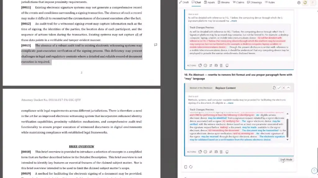 Proposed revisions arriving in Microsoft Word as separate islands, each one accepted or rejected on its own with a tracked-change preview