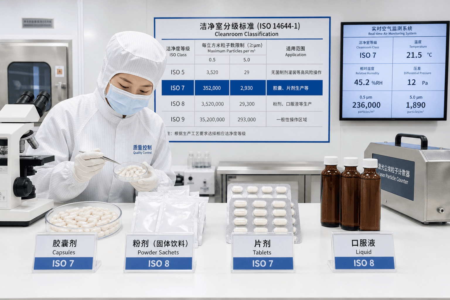 產品劑型與潔淨等級區插圖/示意圖