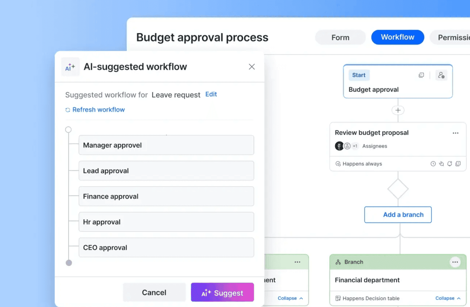 Interface of Kissflow