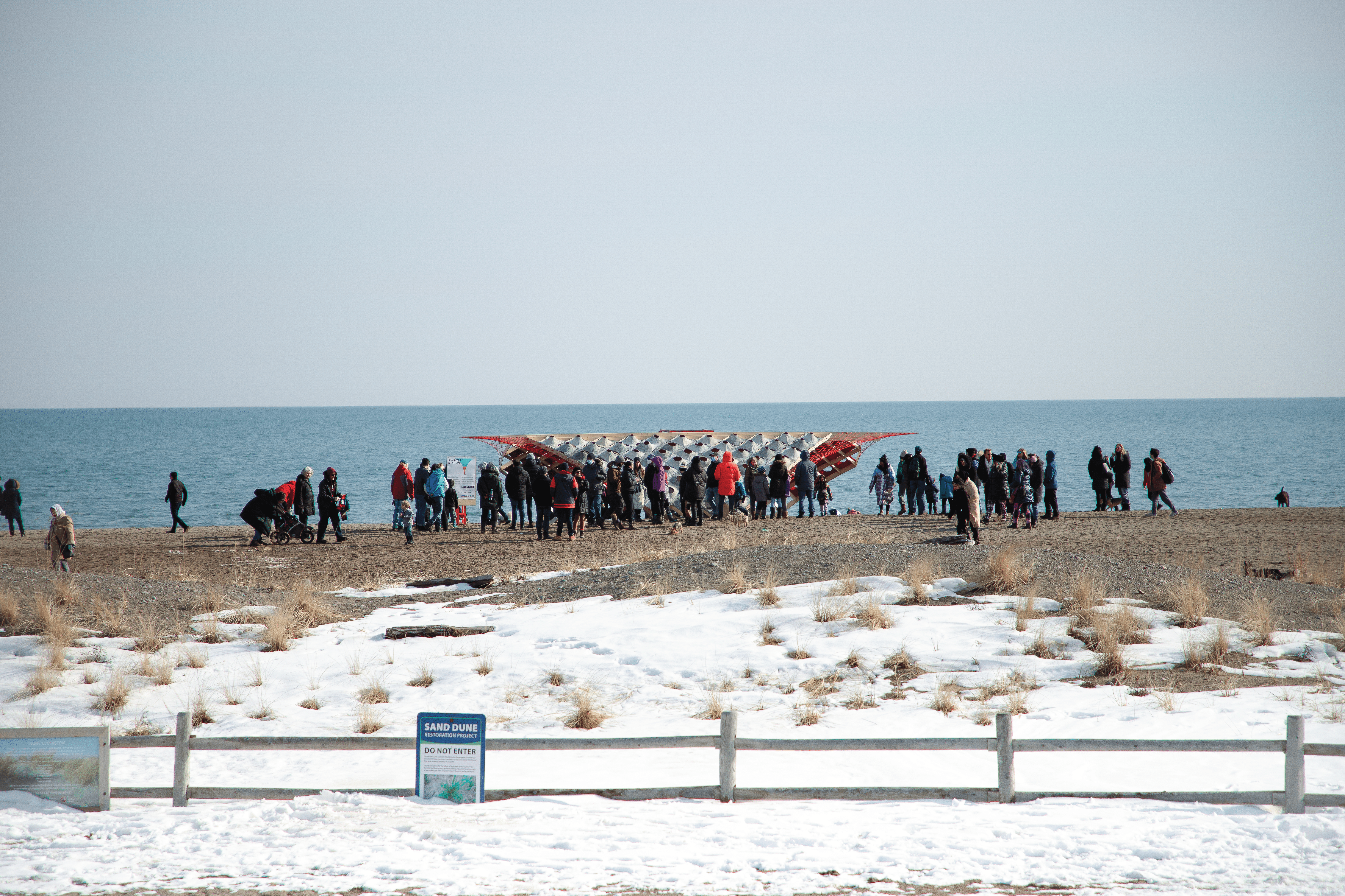 S’Winter Station exhibited in Toronto, bringing activity to the normally empty winter beach.