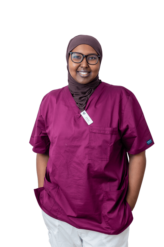 A female doctor wearing a white lab coat, ready to provide medical care and expertise.