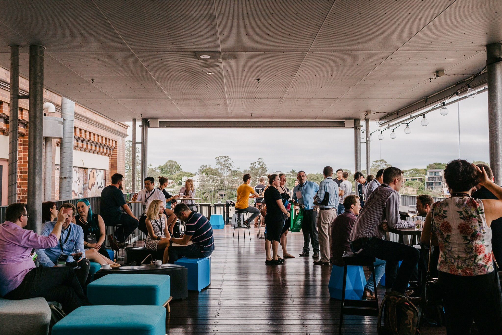 Corporate breakout session on Riverbend Terrace at the Brisbane Powerhouse