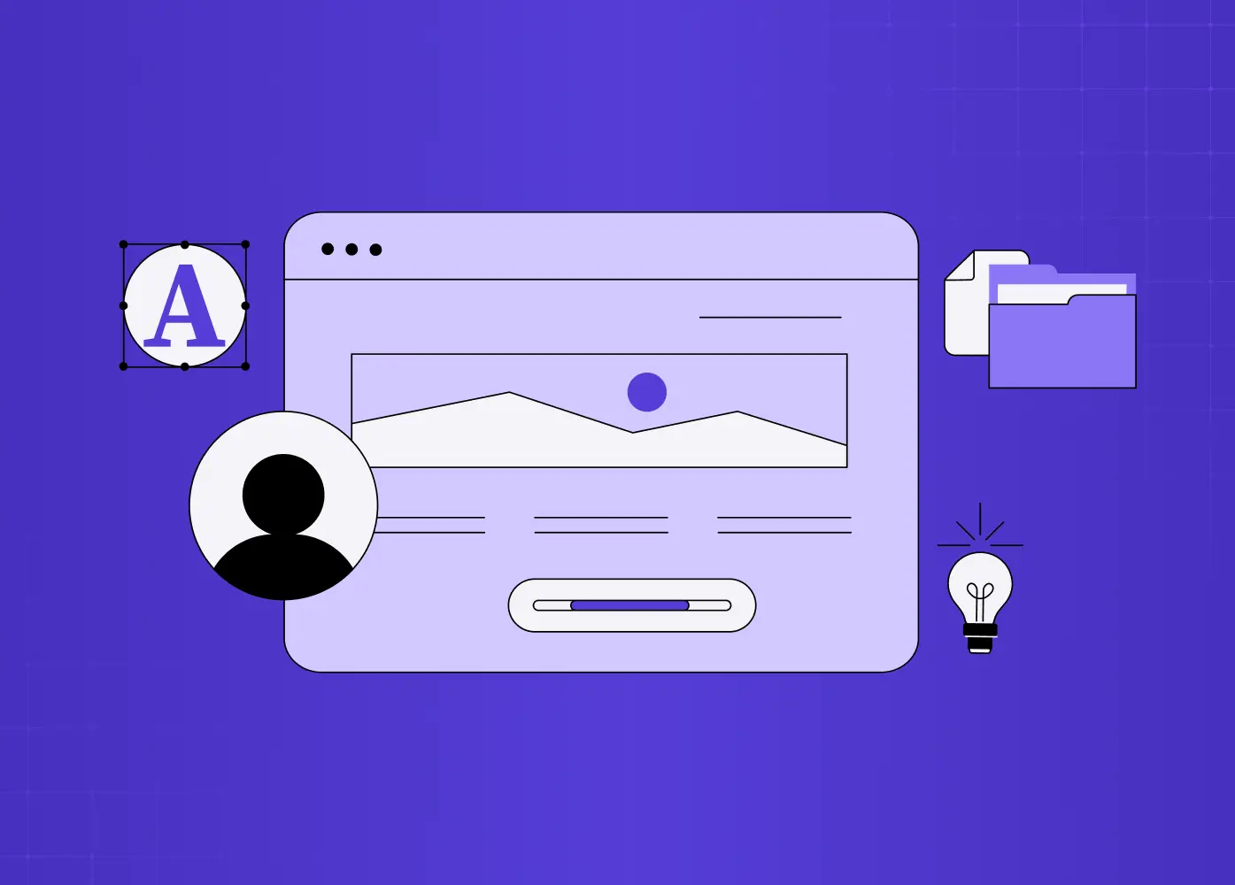 An illustration of a user profile interface highlighting key profile elements, personalization, and content organization for a modern digital product.