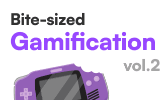 A Purple Gameboy Color with the worlds "Bite Sized Gamification vol.2" 