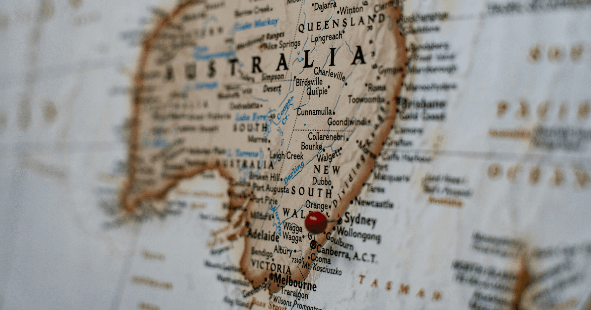 Map of Australia with pin in NSW