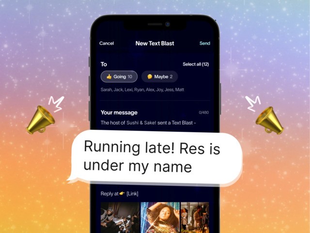 Text blast on phone with football field background 