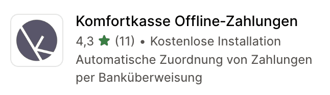 Shopify App Komortkasse Zahlungsabgleich
