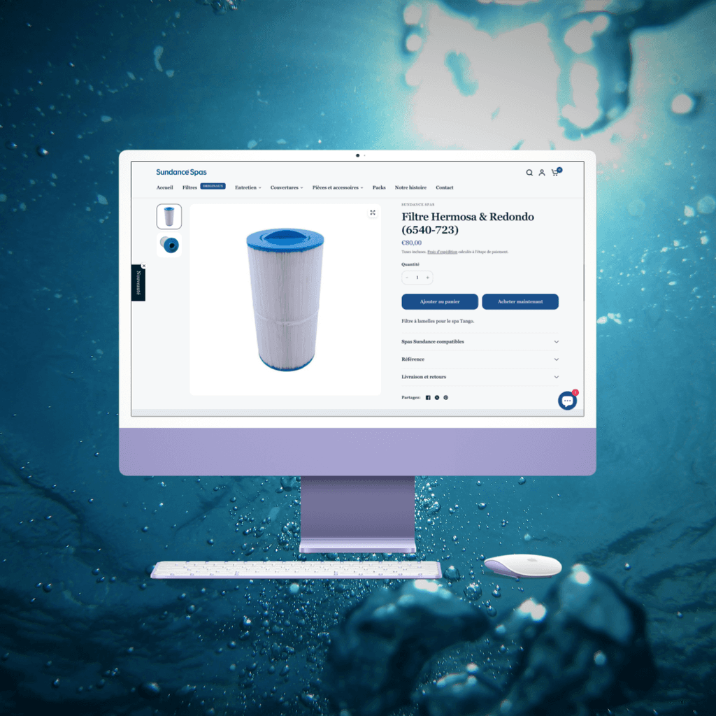 Capture d'écran de la boutique Shopify de Sundance Spas France