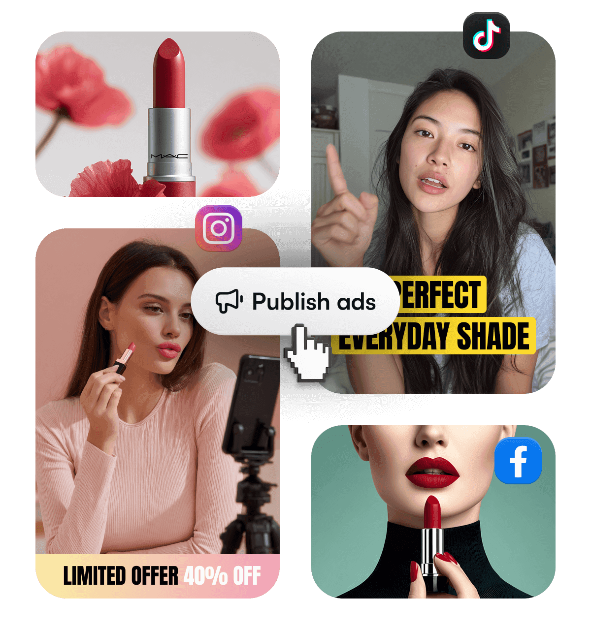 mix of ad creatives ready to be published with a click