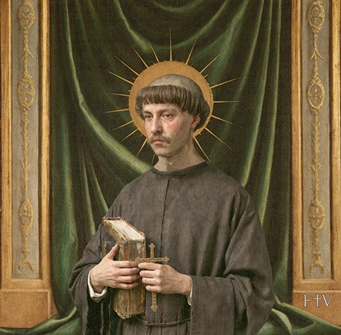 Sacred artwork by Faith and Verse. © Faith and Verse, 2025. All rights reserved. Portrait of Saint Alcuin of York, early medieval scholar and teacher.