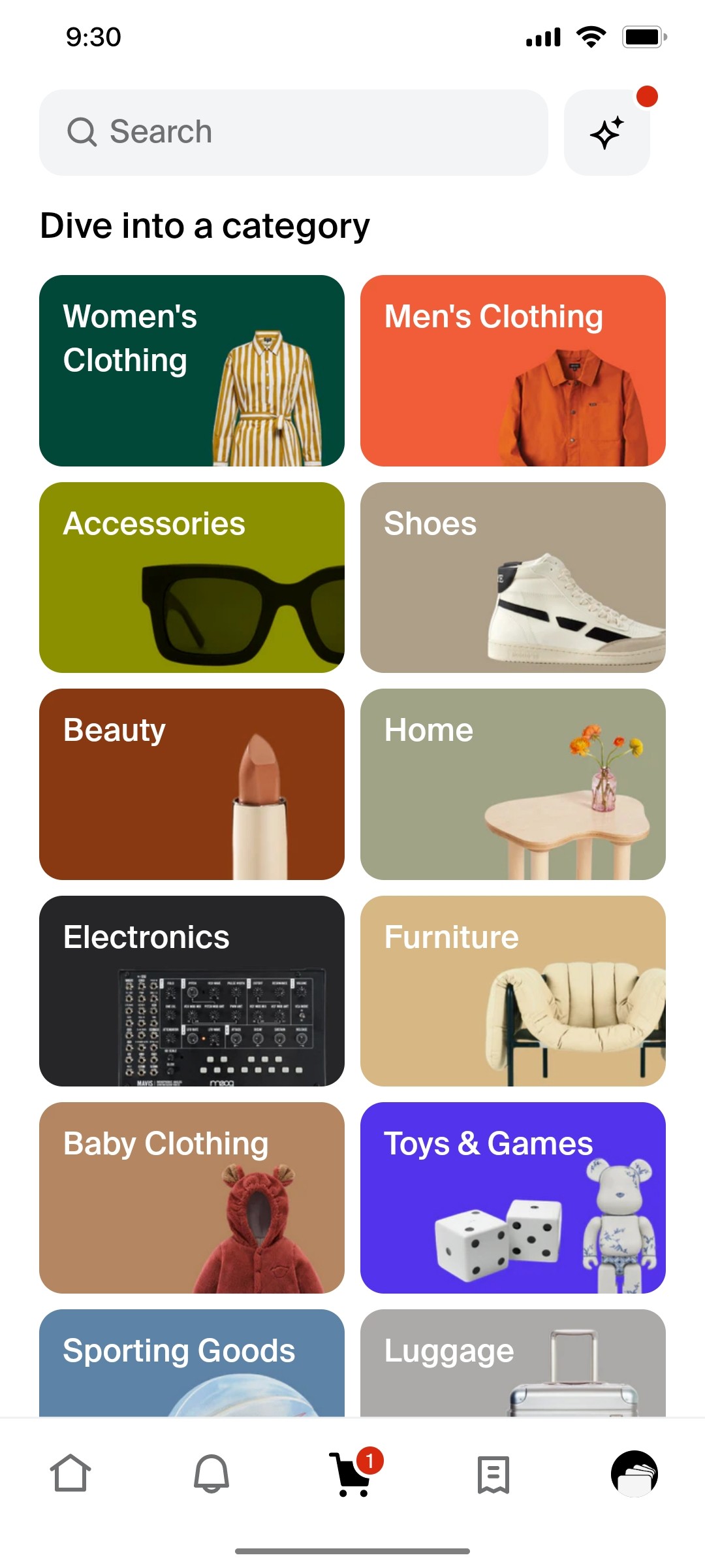 Shop App Categories Screen