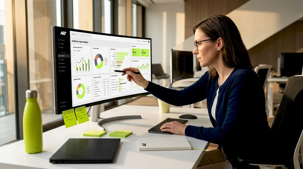 Marketing specialist reviewing audience segmentation data