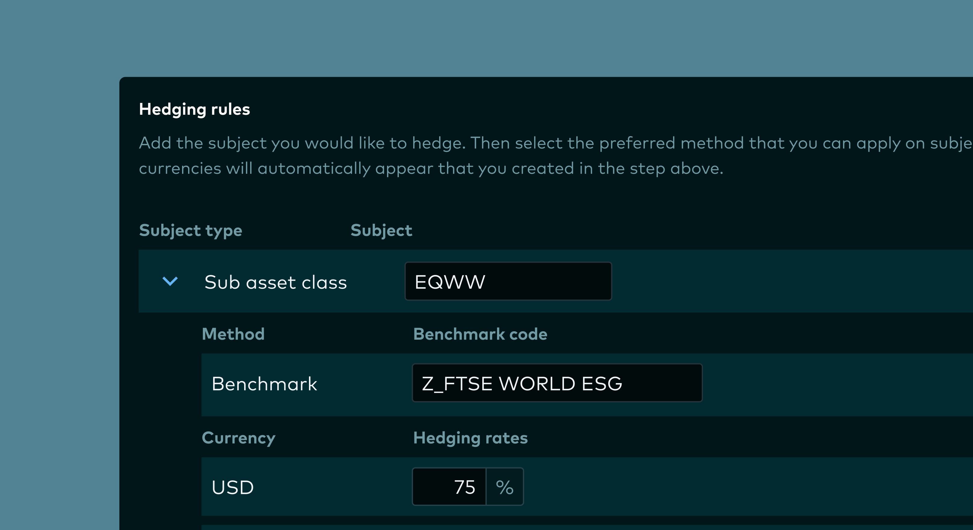 Configure Hedging Rules - Alloq