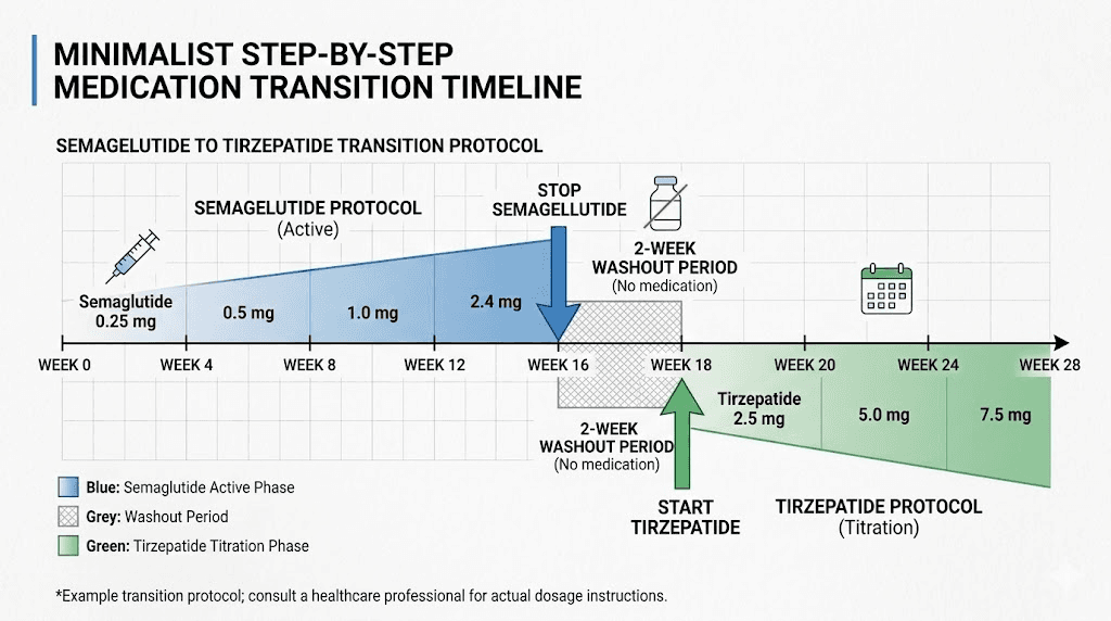 Safe transition timeline between semaglutide and tirzepatide