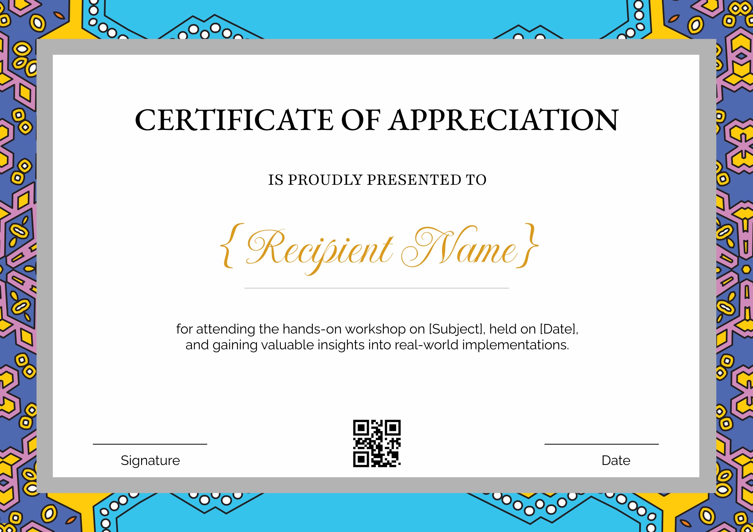Wauld - Traditional and fun certificate of appreciation template