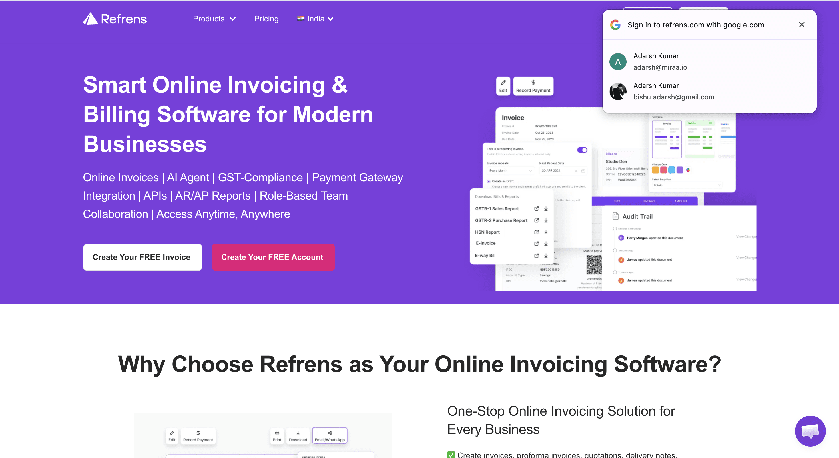 Refrens - Payment Invoicing and Gateway for Freelancers in India