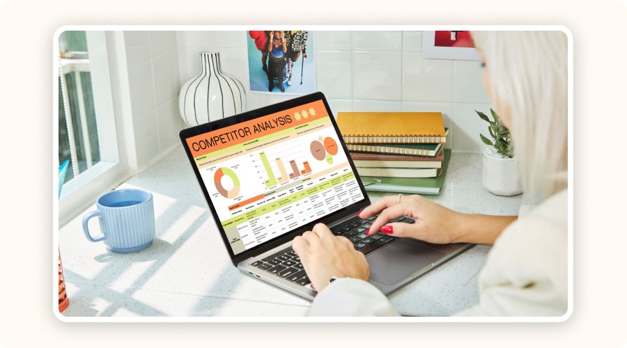 A competitor comparison chart on a laptop