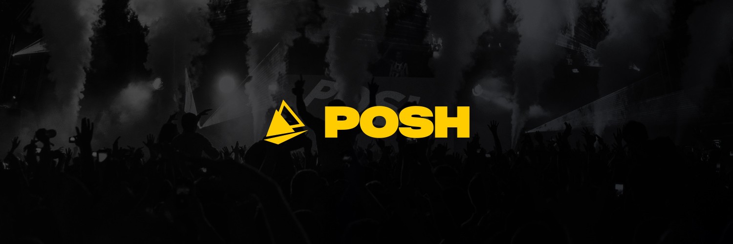 The Posh logo on a black background