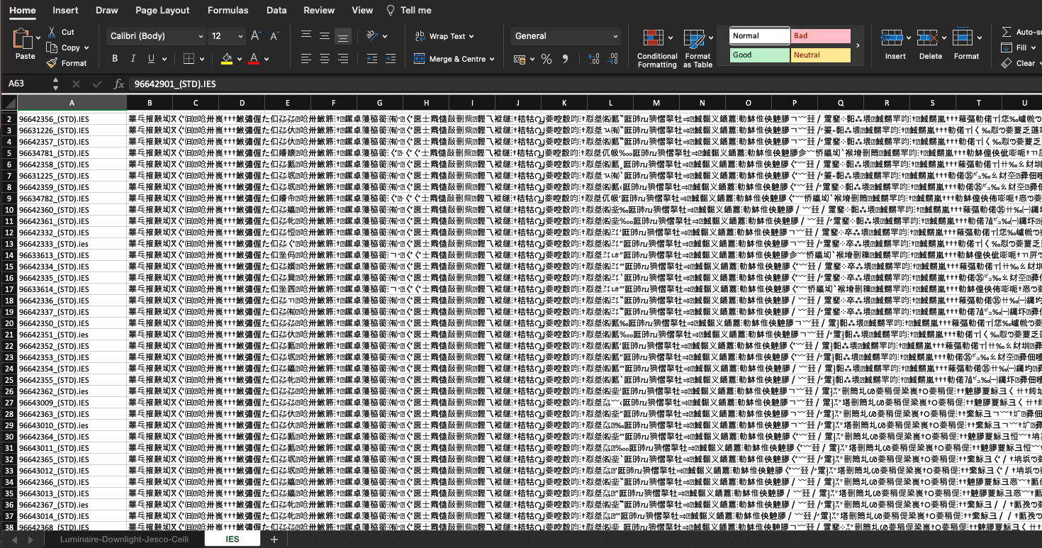 IES data can be kept in a separate worksheet and used as source for the VLookup function in the type catalog worksheet above. Imagine having this many types in the nested family!