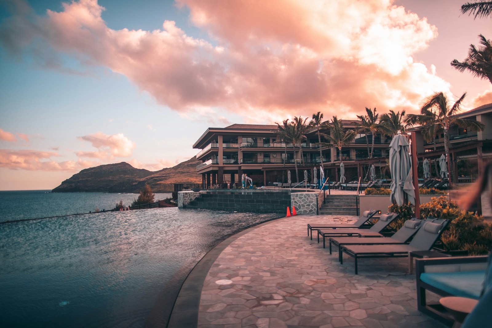 Representative adults-only luxury resort at sunset