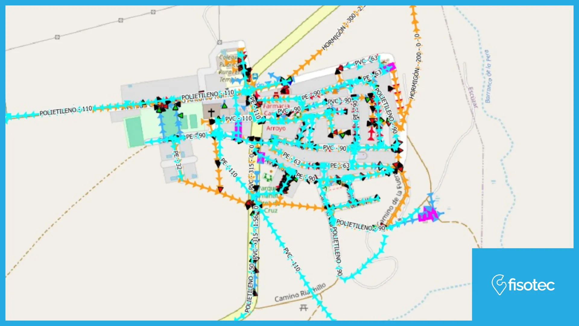 Captura de QGIS con el inventario GIS del municipio de Agrón, Granada — proyecto EIEL de FISOTEC