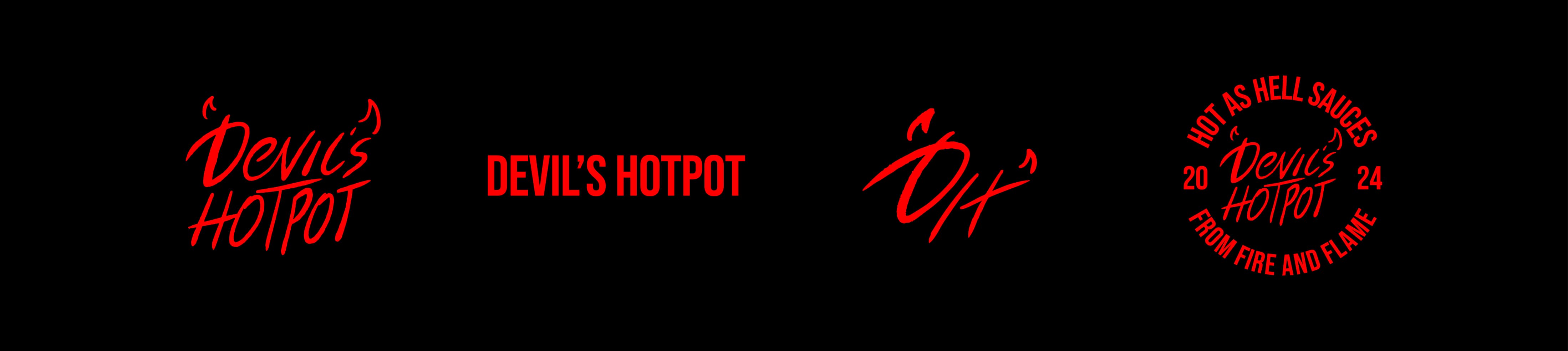 Devil's Hotpot logo suite collection in black & red.