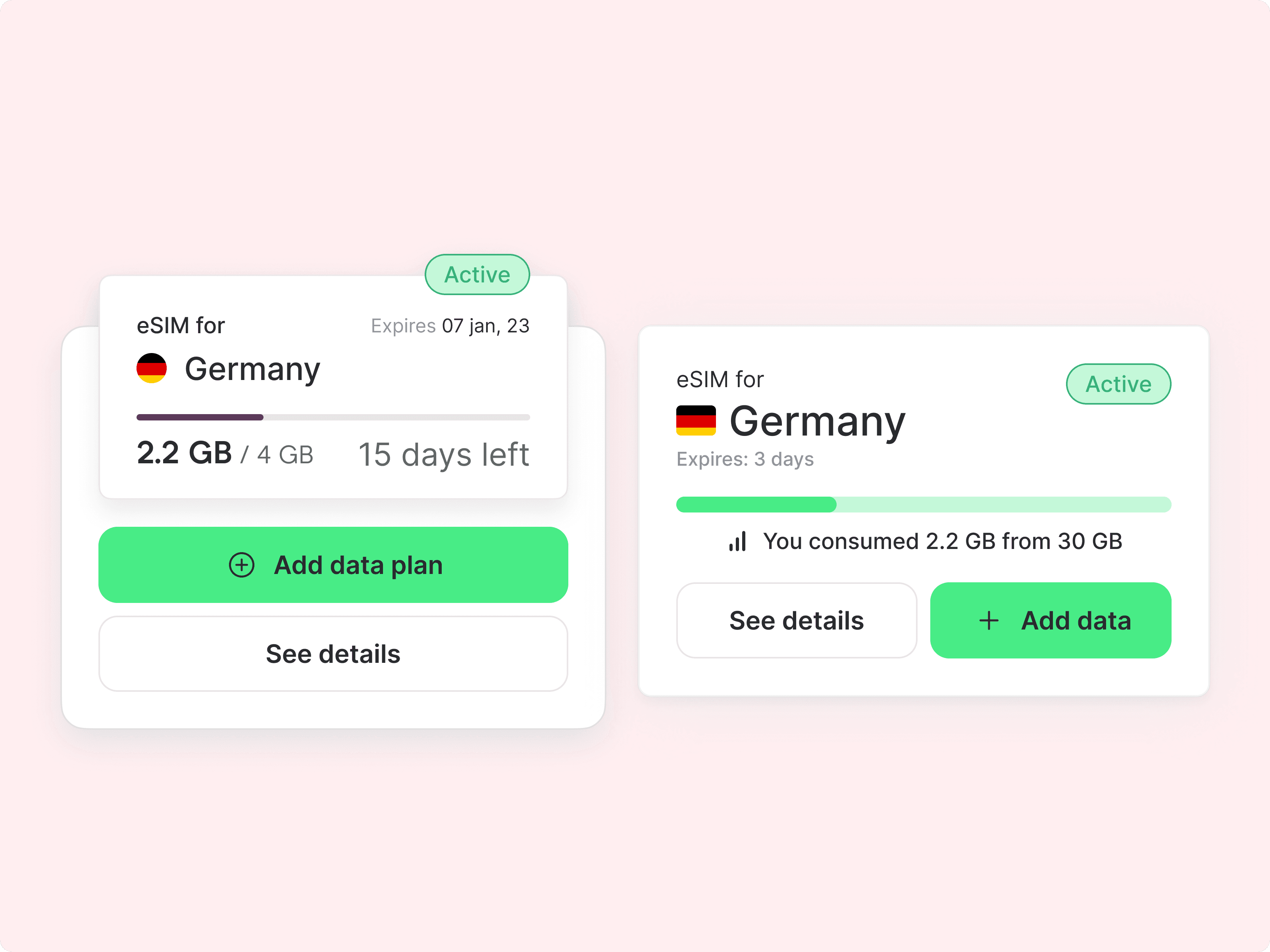 Holafly eSIM plan cards UI