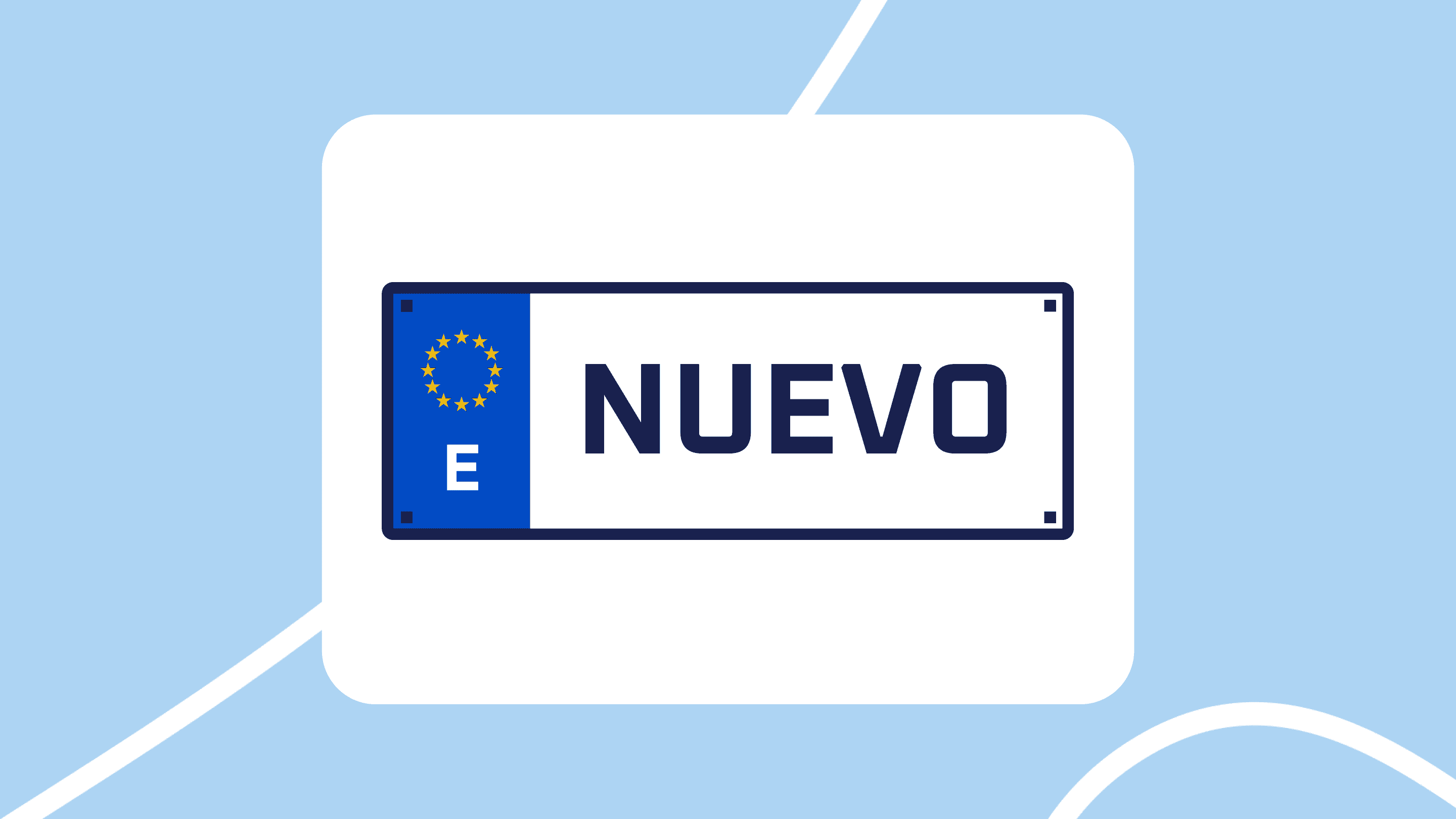 Icono de una matrícula de un coche y, encima, una bolsa de dinero con el símbolo €, sobre una tarjeta blanca en fondo azul claro.