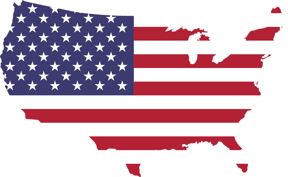 United States map filled with the American flag design, symbolizing the best states to open an LLC for non-U.S. residents.