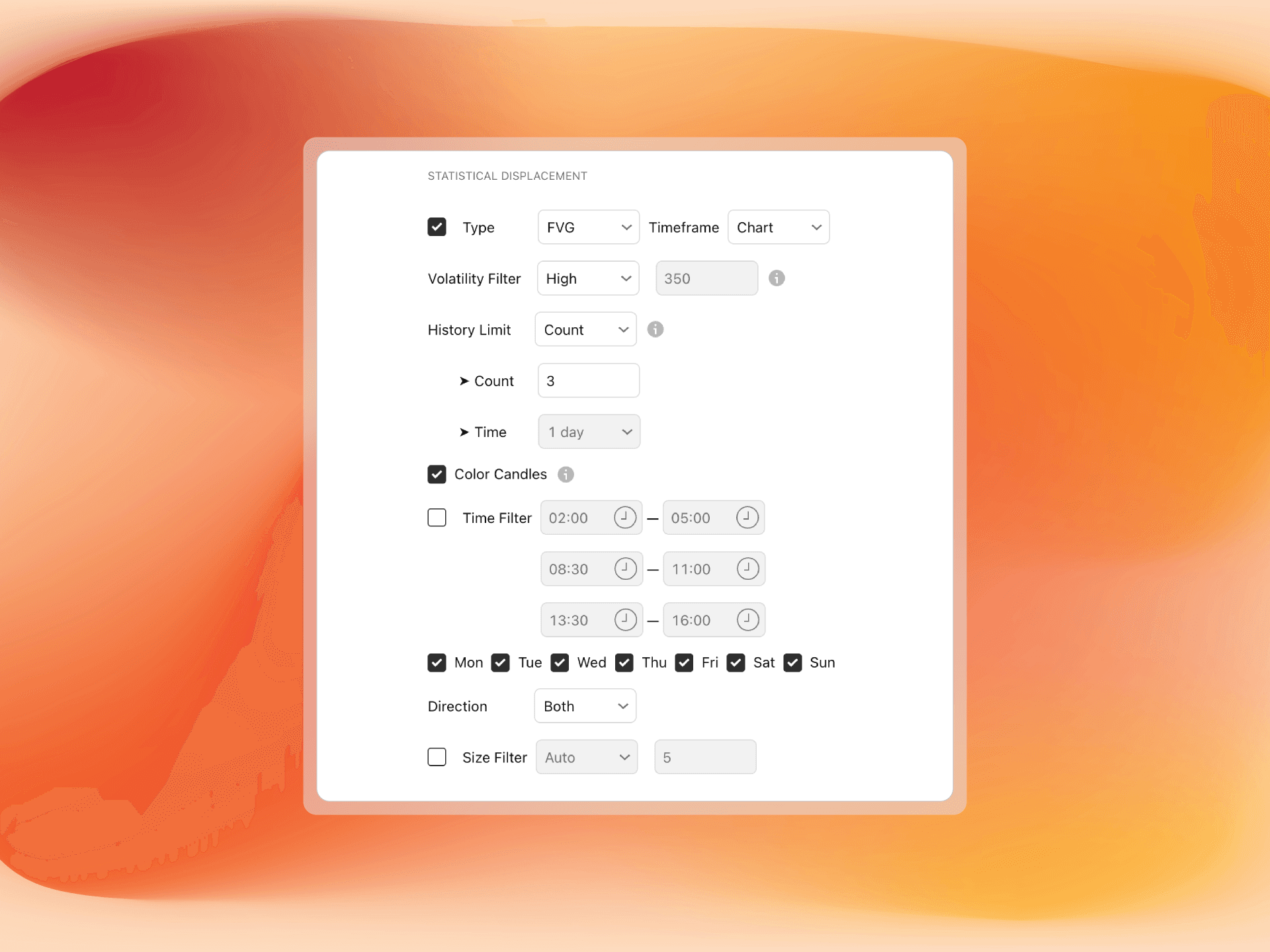 StatVol Settings Page
