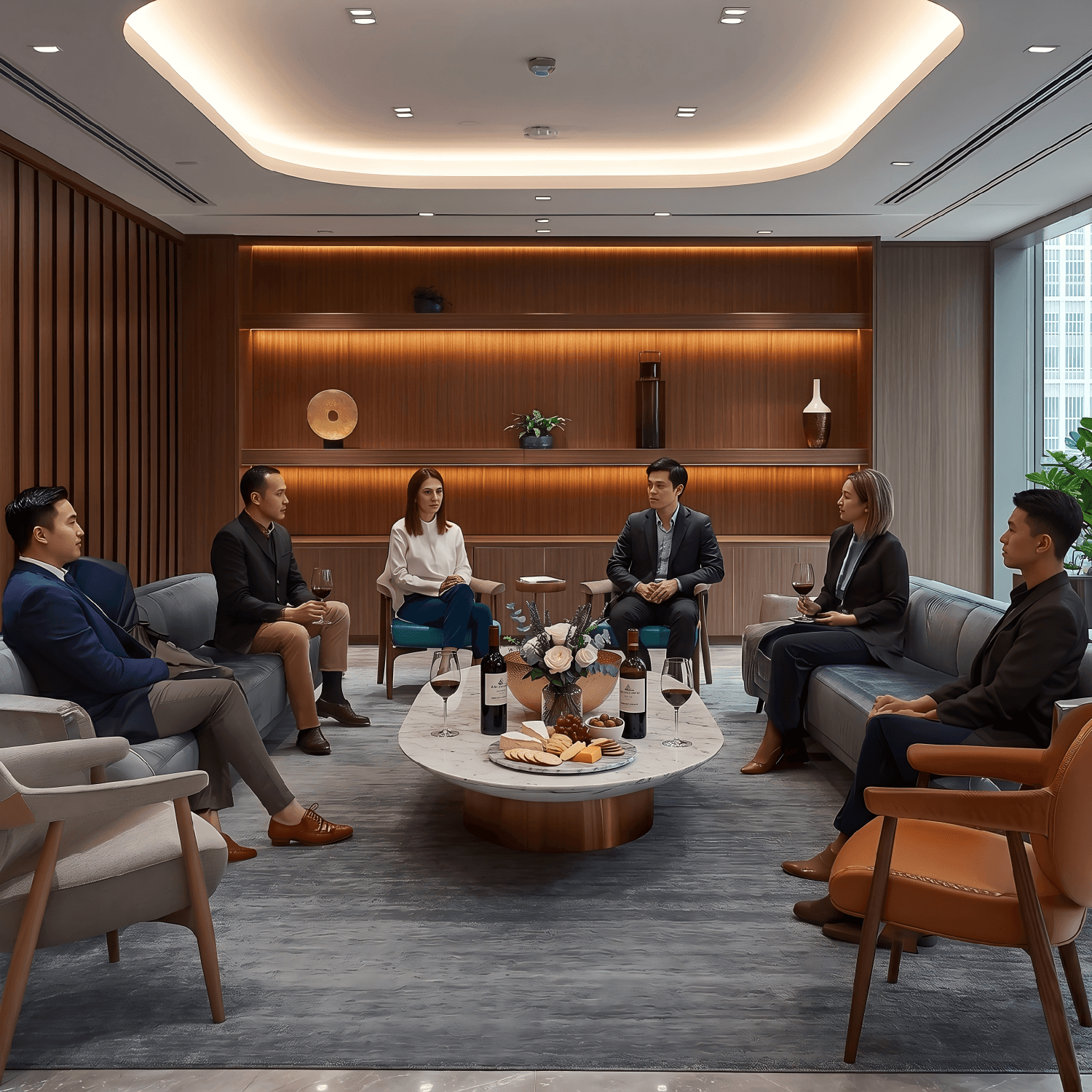 董事及管理層接待安排於香港高級會議室與行政酒廊，妥善照顧集團高層與董事會成員的行程與會議動線 Executive board member reception in Hong Kong with professional corporate hospitality luna