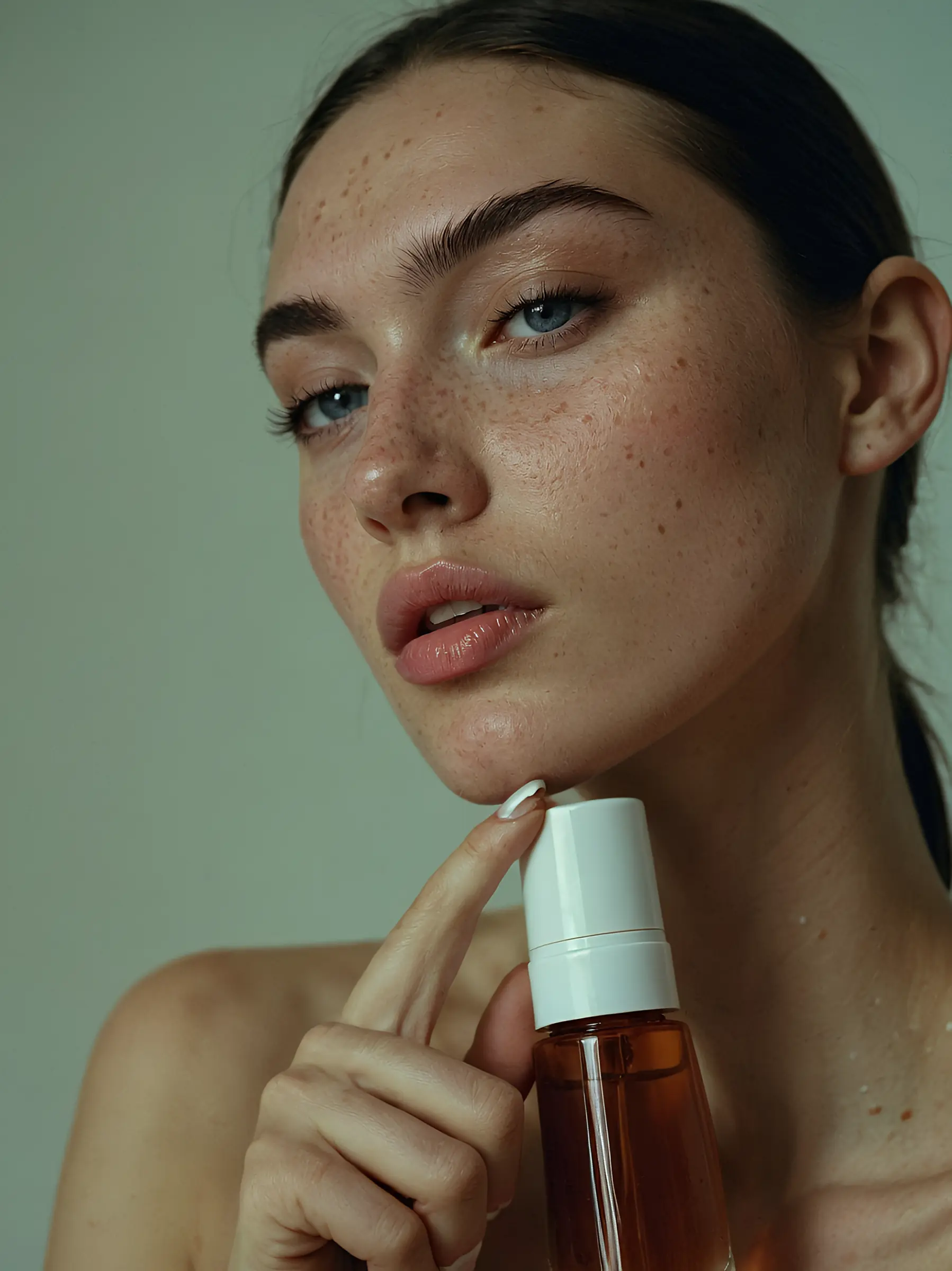 Woman showcasing beauty product