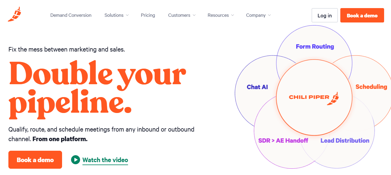 Screenshot of Chili Piper Homepage