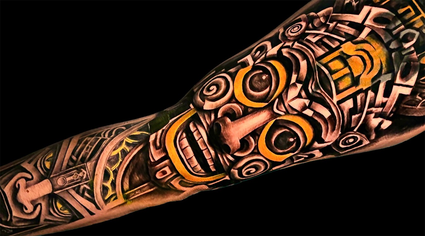 cover up tattoo aztec