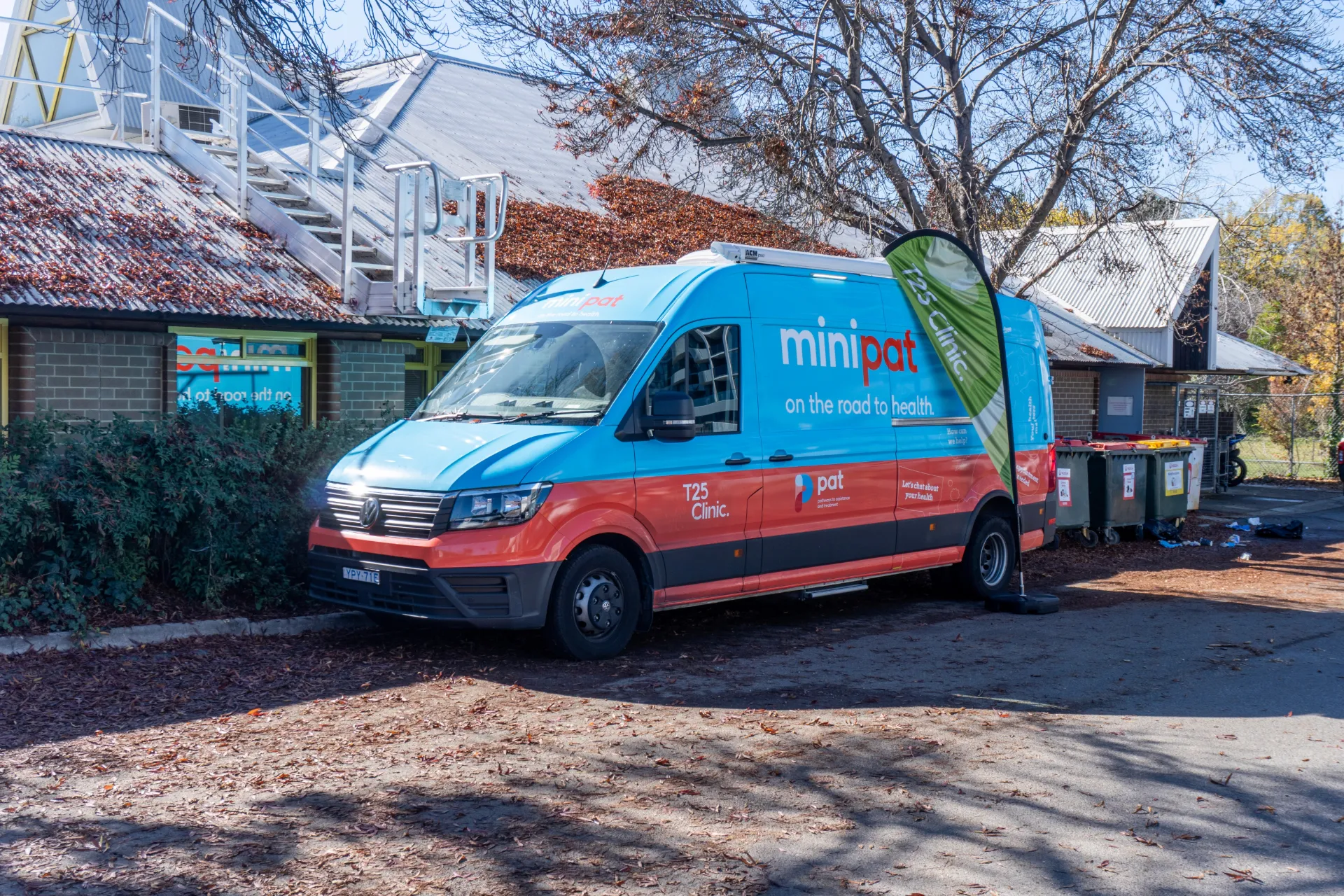 T25 Clinic van in front of the Woden Youth Centre