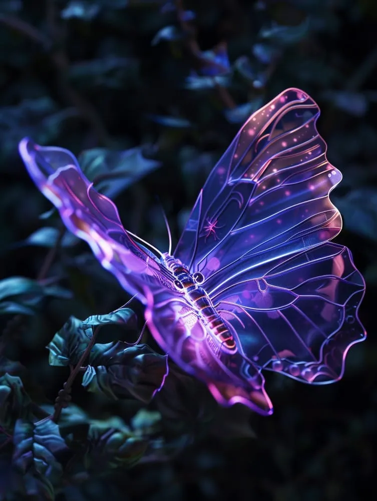 Glowing purple 3d butterfly