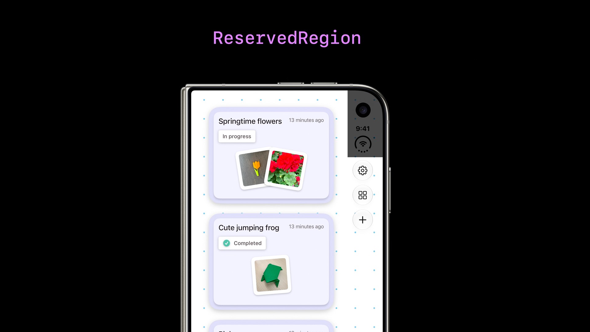 iPhone Duo mockup showing the reserved region for the camera on the outer display