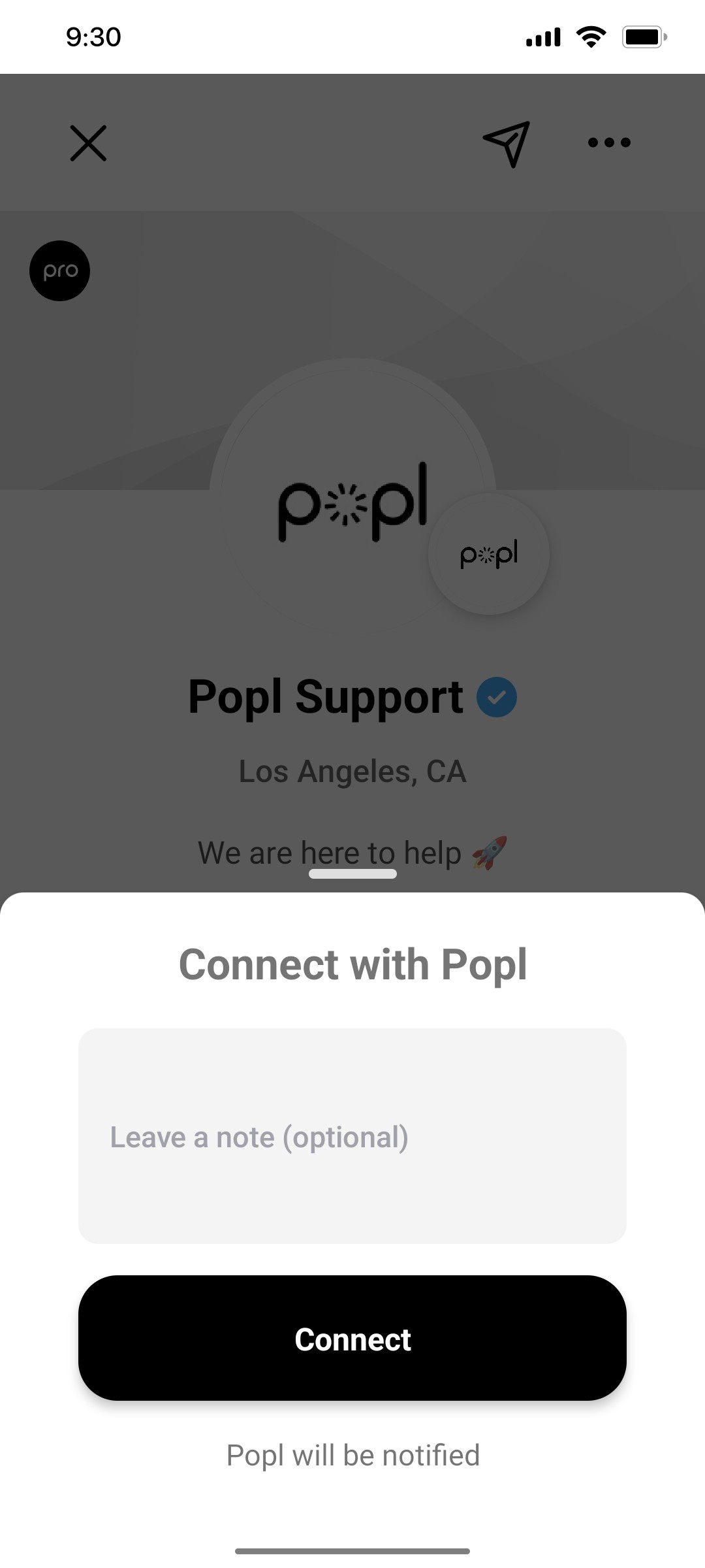 Popl Popl Support Screen